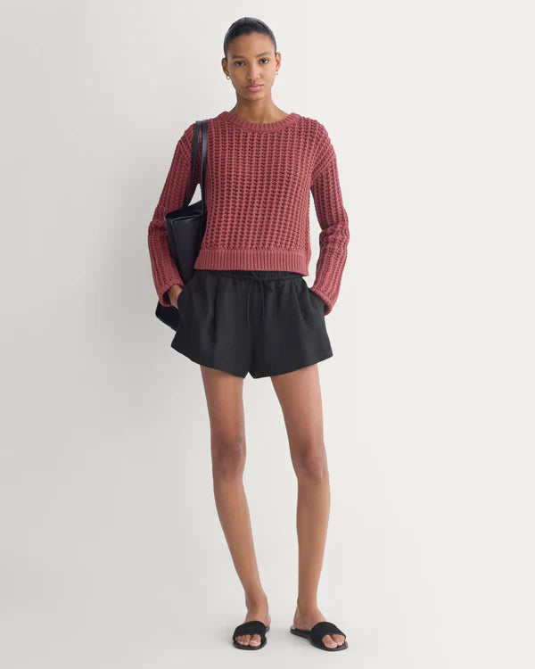 SERENOVAA  Open-Knit Crew in Elevated Cotton