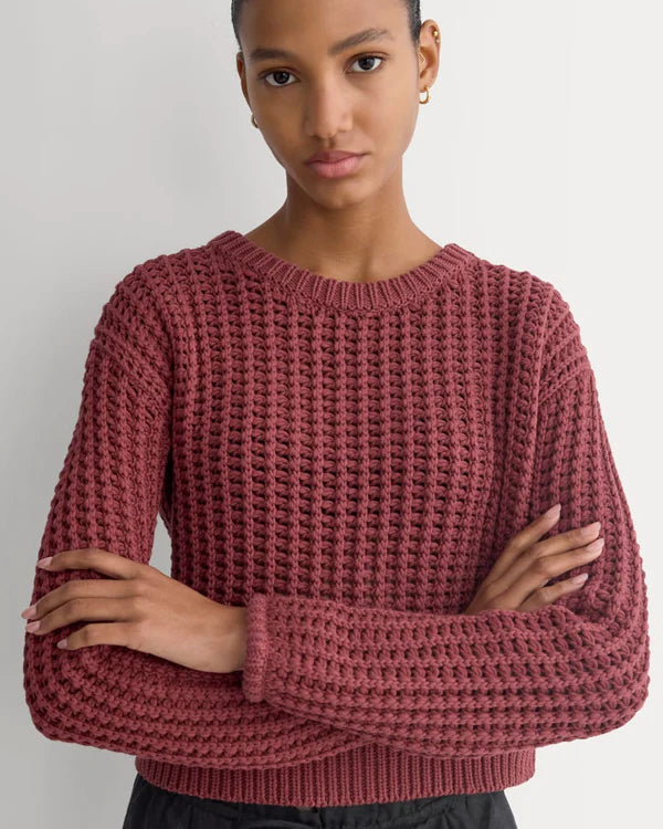 SERENOVAA  Open-Knit Crew in Elevated Cotton