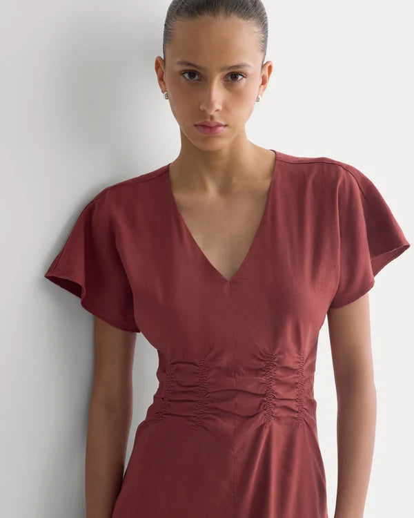 SERENOVAA  Cinched Dress in Stretch Linen