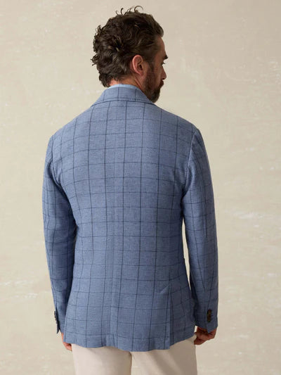 SERENOVAA  Movemen Linen Blazer - Storm Cape Windowpane