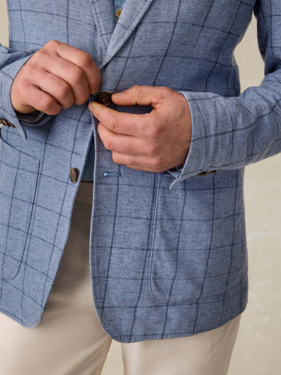 SERENOVAA  Movemen Linen Blazer - Storm Cape Windowpane
