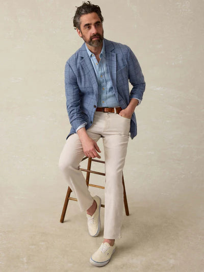 SERENOVAA  Movemen Linen Blazer - Storm Cape Windowpane