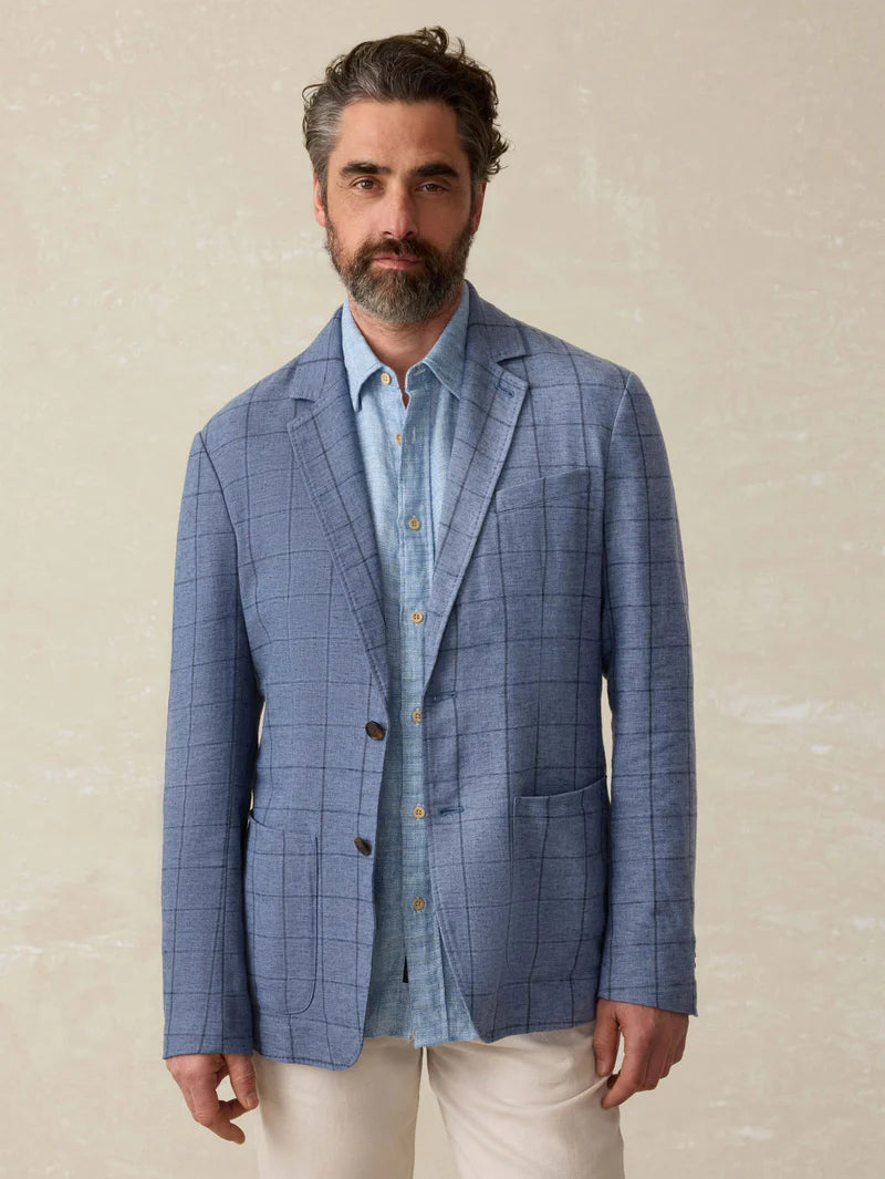 SERENOVAA  Movemen Linen Blazer - Storm Cape Windowpane