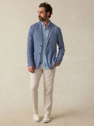 SERENOVAA  Movemen Linen Blazer - Storm Cape Windowpane