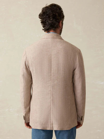 SERENOVAA  Movemen Linen Blazer - Wolf Sands Herringbone