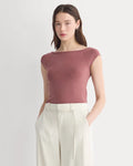 SERENOVAA  Boatneck Cap-Sleeve Top