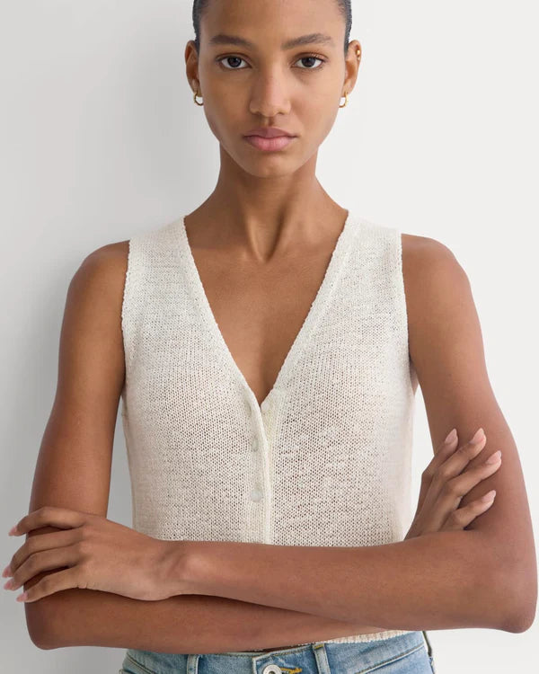SERENOVAA  Button-Front Tank in Tape Yarn
