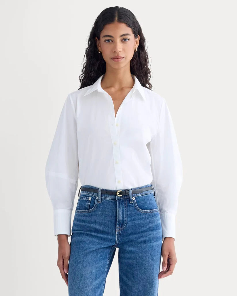 SERENOVAA Lantern-Sleeve Shirt in Lightweight Cotton