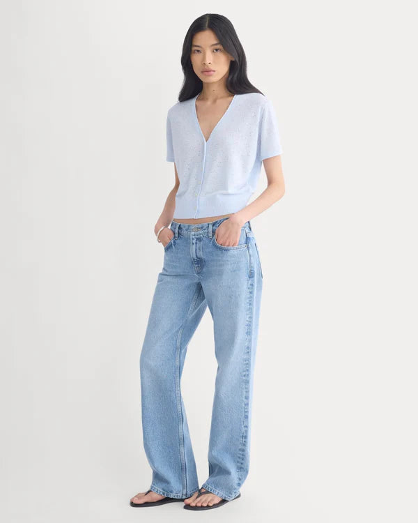 SERENOVAA  Lace Trim Cardigan in Fine Linen