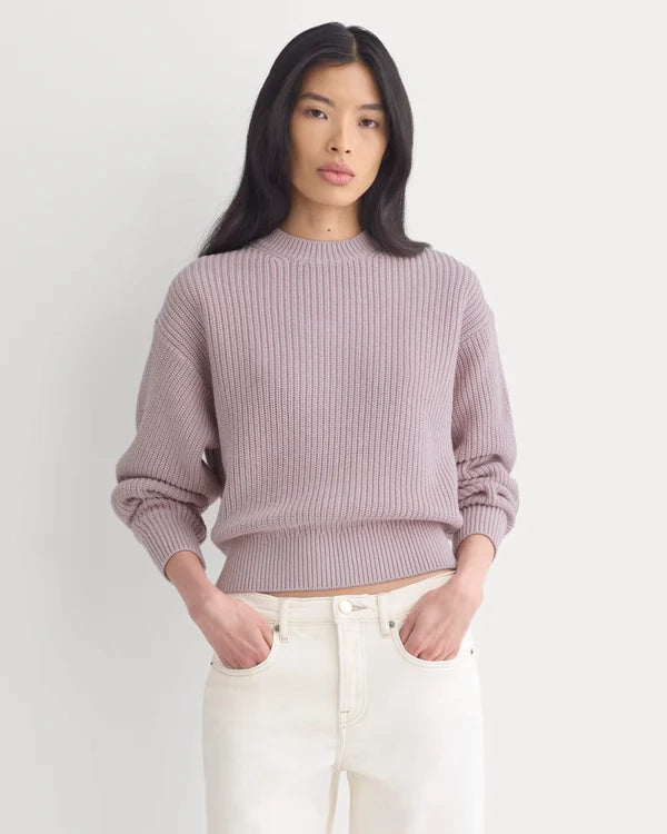 SERENOVAA  Cropped Ribbed Crew in Everyday Cotton
