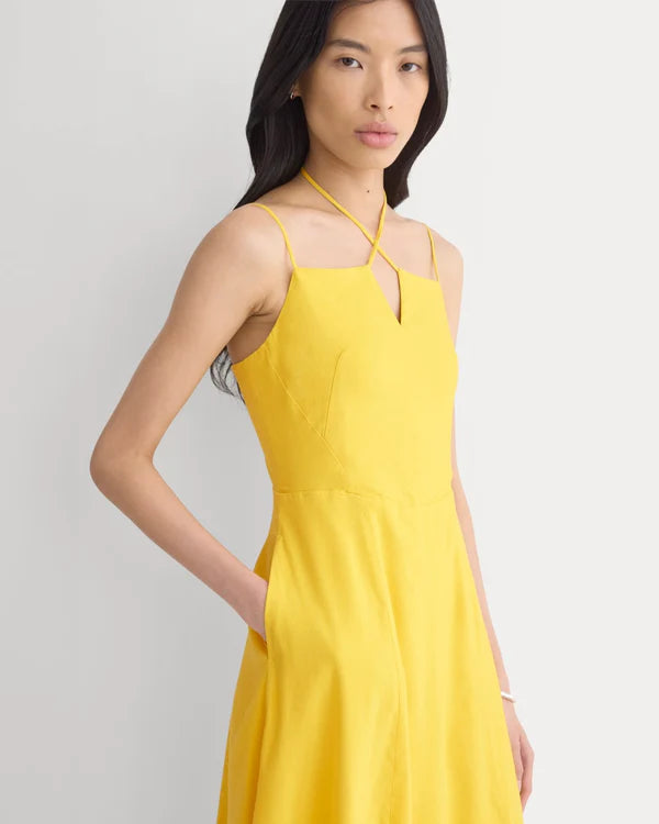 SERENOVAA  Tie-Neck Dress in Stretch Linen