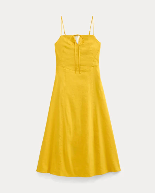 SERENOVAA  Tie-Neck Dress in Stretch Linen