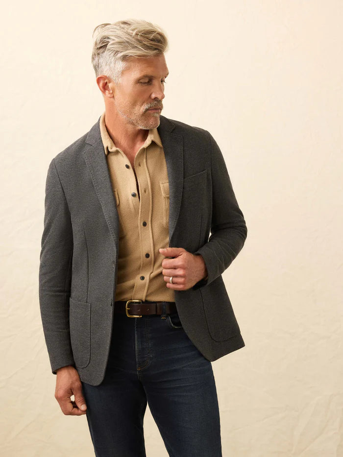 SERENOVAA  Knit Blazer - Charcoal Cliff