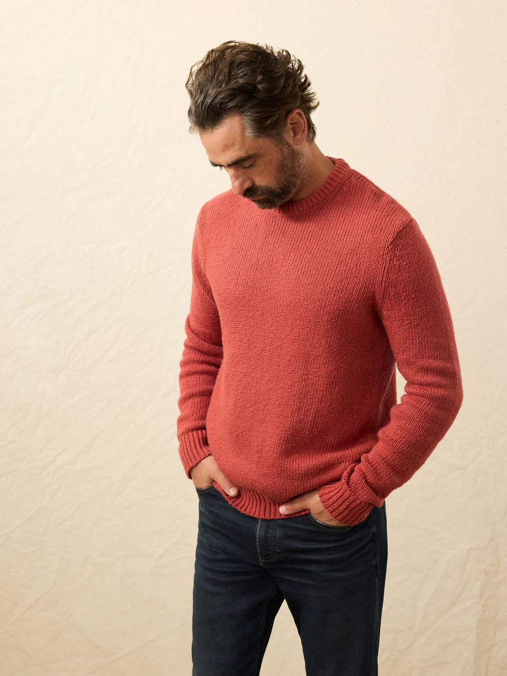 SERENOVAA  Heirloom Crewneck Sweater - Eclipse Red