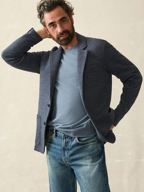 SERENOVAA  Inlet Knit Blazer (Short) - Deep Navy Melange