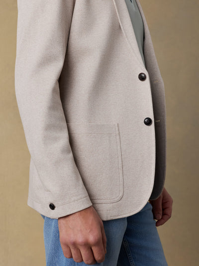 SERENOVAA  Inlet Knit Tweed Blazer - Khaki Stone Herringbone