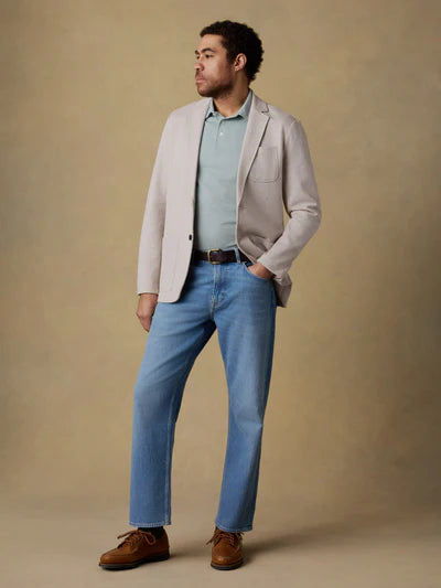 SERENOVAA  Inlet Knit Tweed Blazer - Khaki Stone Herringbone