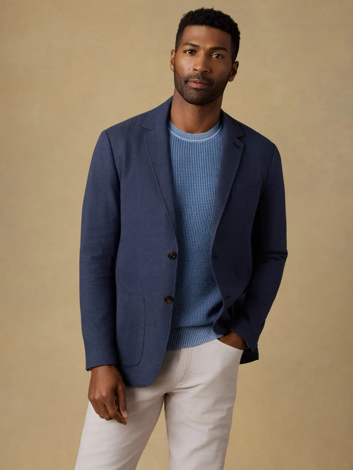 SERENOVAA  Linen Blazer - Deep Sea Navy