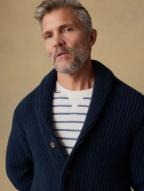 SERENOVAA  Cotton Cardigan - Playa Navy
