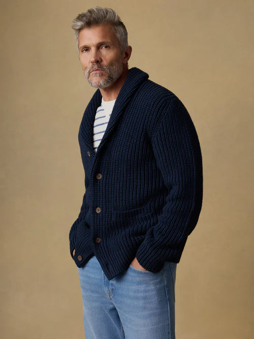 SERENOVAA  Cotton Cardigan - Playa Navy