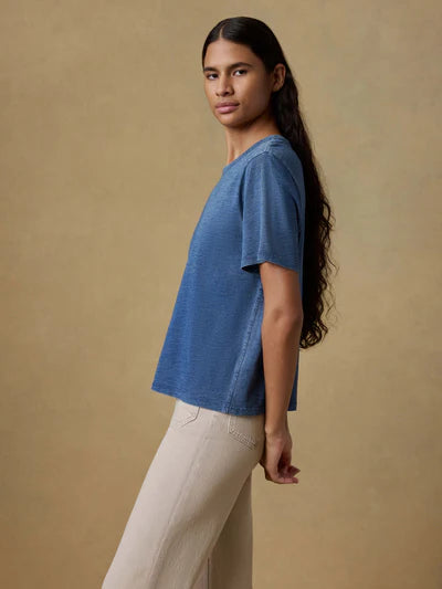 SERENOVAA  Sunwashed Regenerative Tee - Medium Indigo Wash