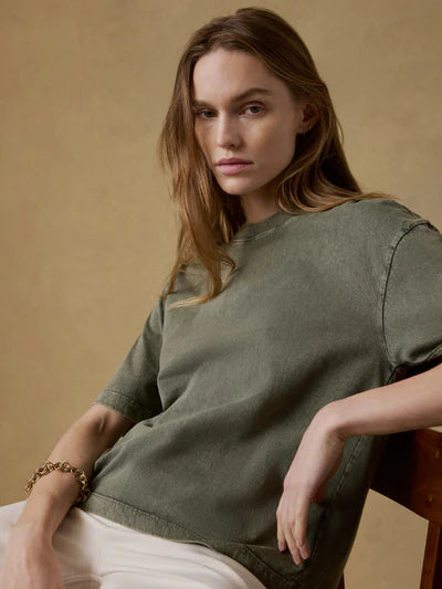 SERENOVAA  Recycled Cotton Vintage Tee - Island Olive