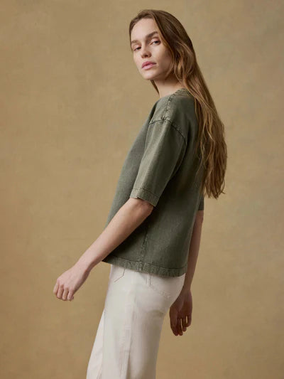 SERENOVAA  Recycled Cotton Vintage Tee - Island Olive