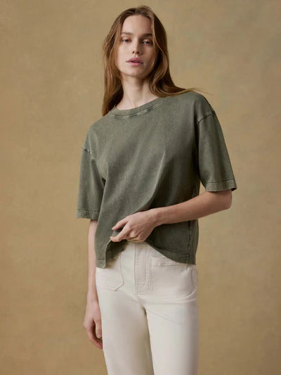 SERENOVAA  Recycled Cotton Vintage Tee - Island Olive