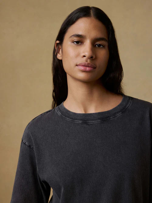 SERENOVAA  Recycled Cotton Vintage Tee - Washed Black