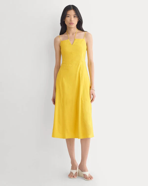 SERENOVAA  Tie-Neck Dress in Stretch Linen