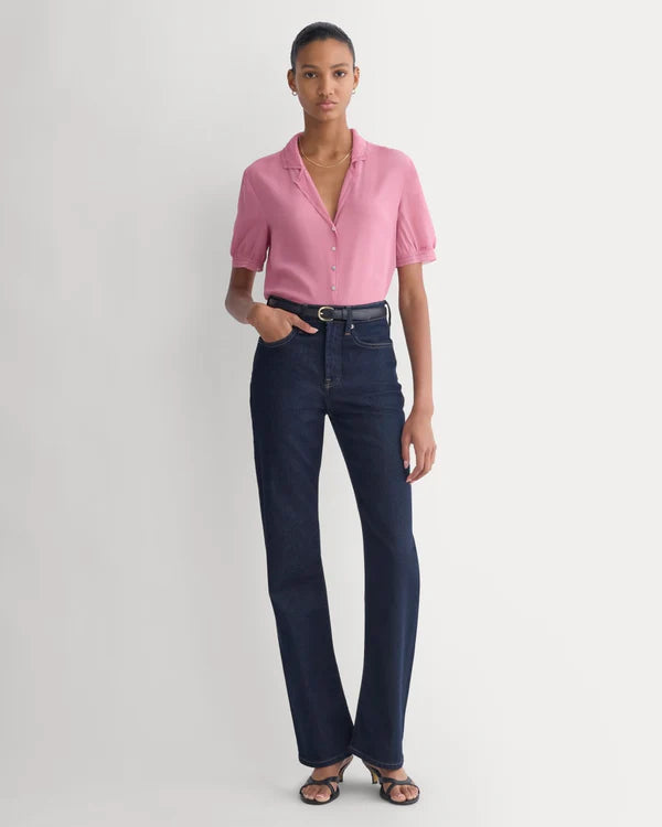 SERENOVAA  Notch Collar Shirt in Silk Georgette
