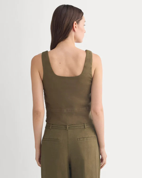 SERENOVAA  Square Tank in Stretch Linen