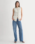SERENOVAA  Long Vest in Stretch Linen