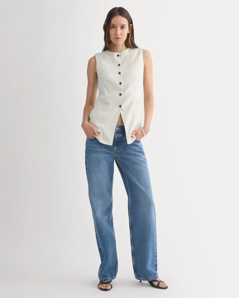 SERENOVAA  Long Vest in Stretch Linen