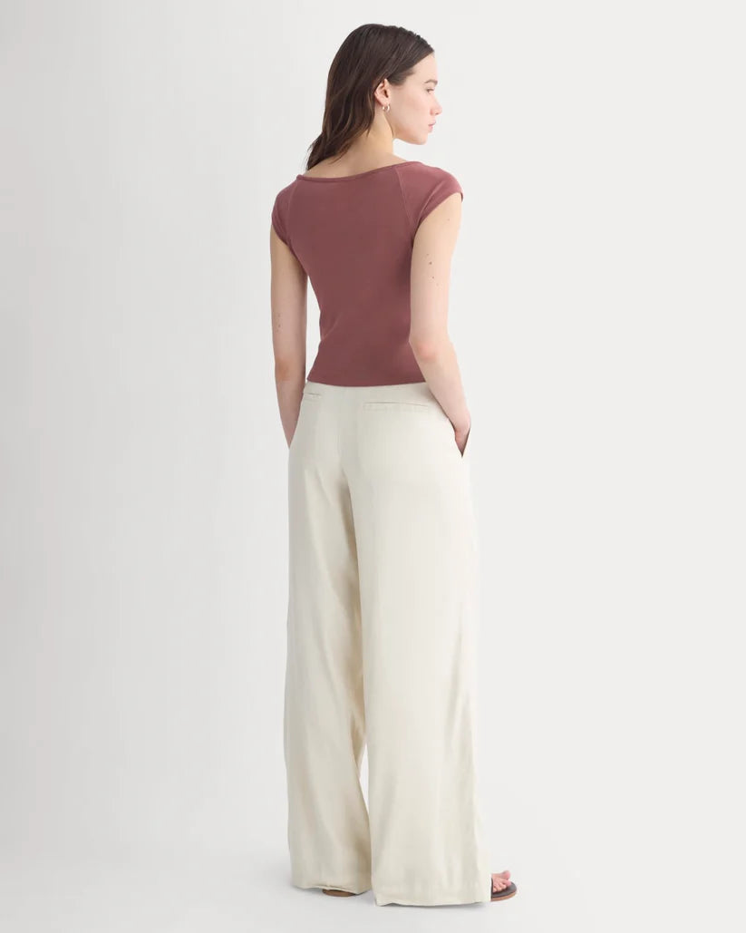 SERENOVAA  Boatneck Cap-Sleeve Top