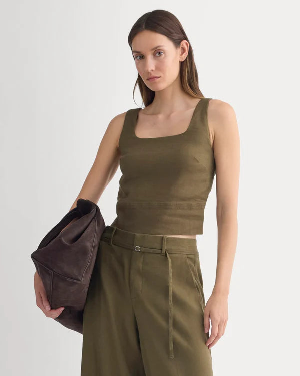 SERENOVAA  Square Tank in Stretch Linen