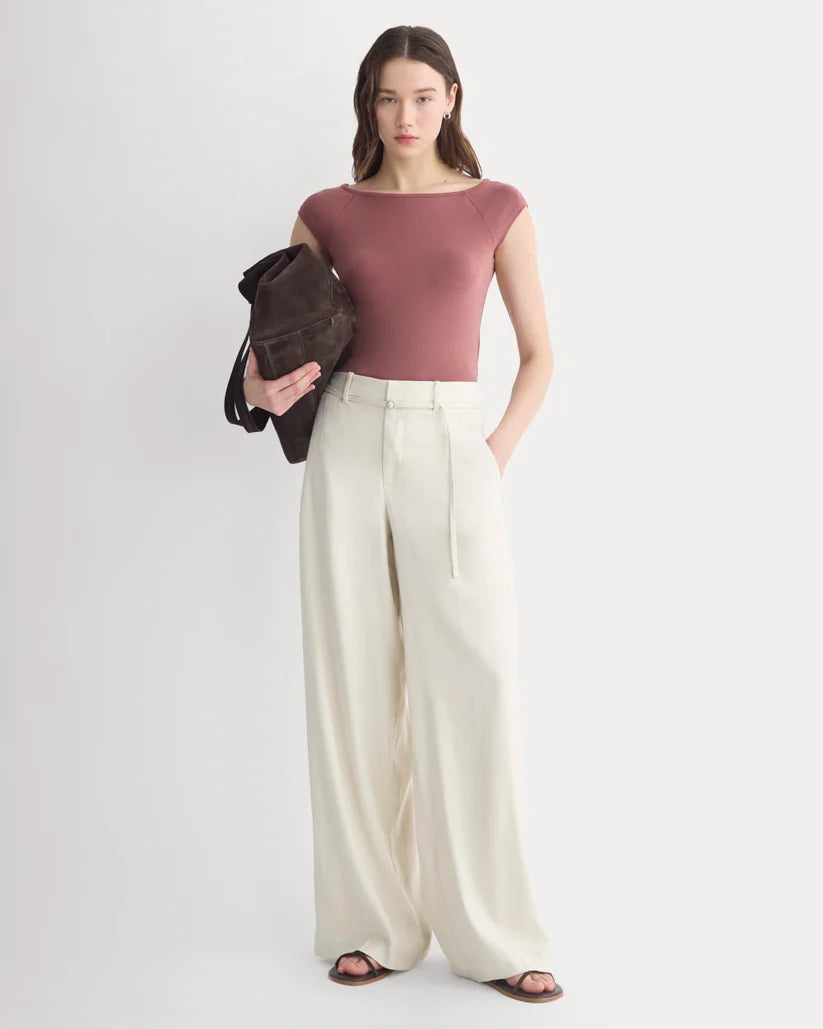 SERENOVAA  Boatneck Cap-Sleeve Top