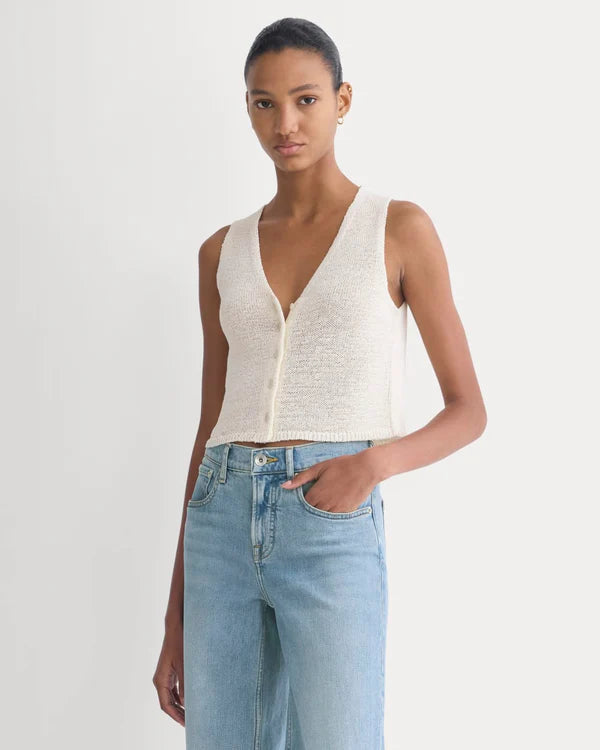 SERENOVAA  Button-Front Tank in Tape Yarn