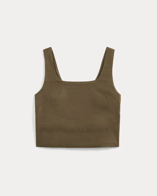 SERENOVAA  Square Tank in Stretch Linen