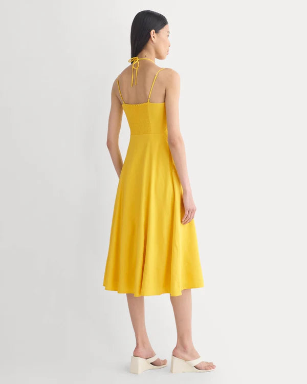 SERENOVAA  Tie-Neck Dress in Stretch Linen