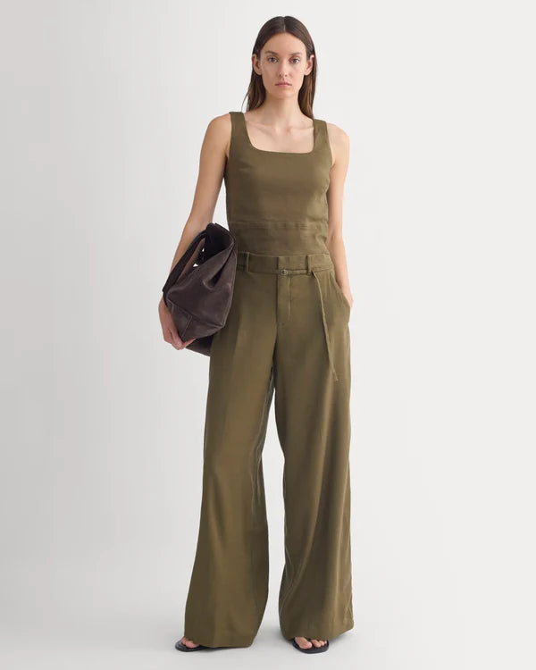 SERENOVAA  Square Tank in Stretch Linen